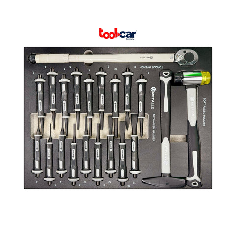 Werkstattwagen Metallo ToolCar | 7 volle Schubladen mit Werkzeugen befüllt inkl. Stauraum