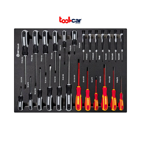 Werkstattwagen Metallo ToolCar | 7 volle Schubladen mit Werkzeugen befüllt inkl. Stauraum