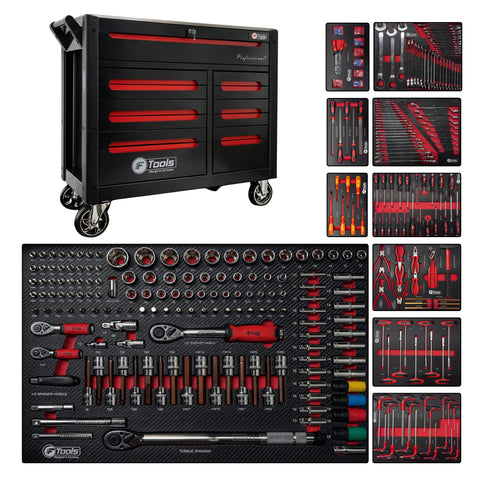 F-Tools ToolCar Werkzeugwagen Werkstattwagen | 10 volle Schubladen + 2 extra Staufächer