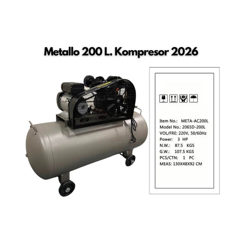 Toolcar Metallo Doppelzylinder Druckluft Kompressor 200L