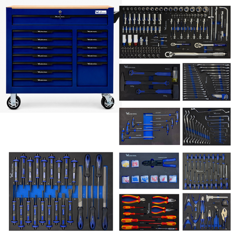 ToolCar Walter Stahl Werkstattwagen WS 10/12 volle Schubladen + 2 extra Staufächer