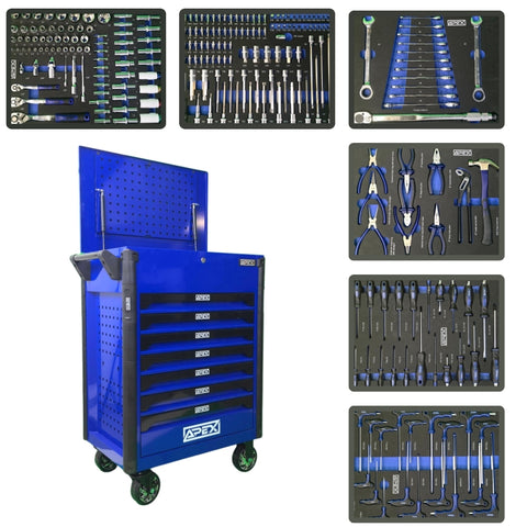Werkstattwagen APEX ToolCar | 6 volle Schubladen mit Werkzeugen befüllt inkl. Stauraum