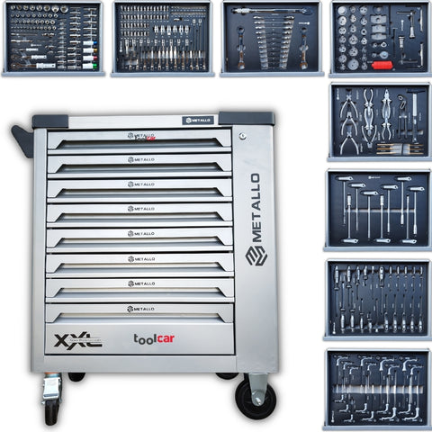 Metallo ToolCar Werkstattwagen | 8 volle Schubladen | Seitlicher Stauraum