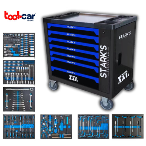 Starks ToolCar Werkstattwagen | 7 volle Schubladen | Seitlicher Stauraum | mit Drehmomentschlüssel