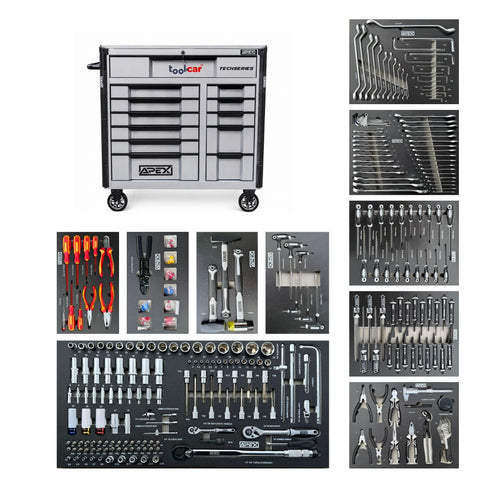 Toolcar APEX Jumbo Pro 12 Silver Werkstattwagen Werkzeugwagen + 2 extra Staufächer