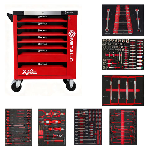 Metallo ToolCar Werkstattwagen | 7 volle Schubladen | Seitlicher Stauraum