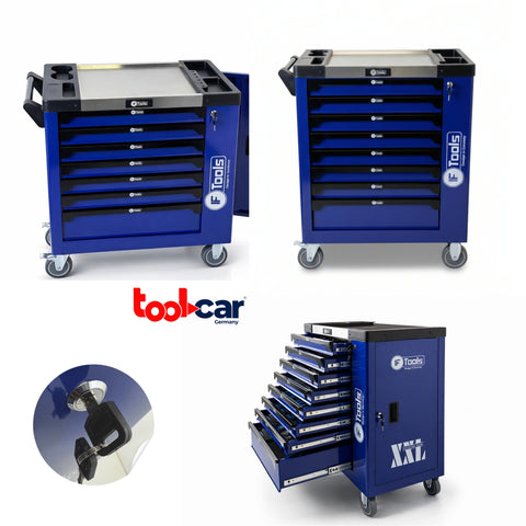F-Tools ToolCar Werkstattwagen | 8 volle Schubladen | Seitlicher Stauraum