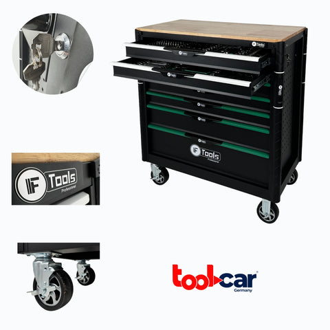 F-Tools ToolCar Werkzeugwagen Werkstattwagen | 10 volle Schubladen + 2 extra Staufächer