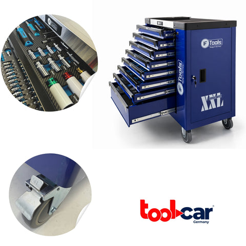 F-Tools ToolCar Werkstattwagen | 8 volle Schubladen | Seitlicher Stauraum