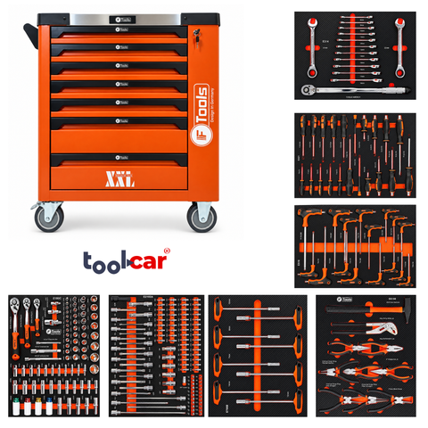 F-Tools ToolCar Werkstattwagen | 7 volle Schubladen | Seitlicher Stauraum