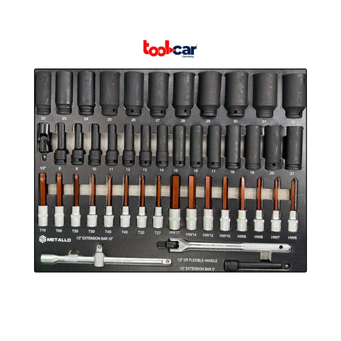 Werkstattwagen Metallo ToolCar | 7 volle Schubladen mit Werkzeugen befüllt inkl. Stauraum